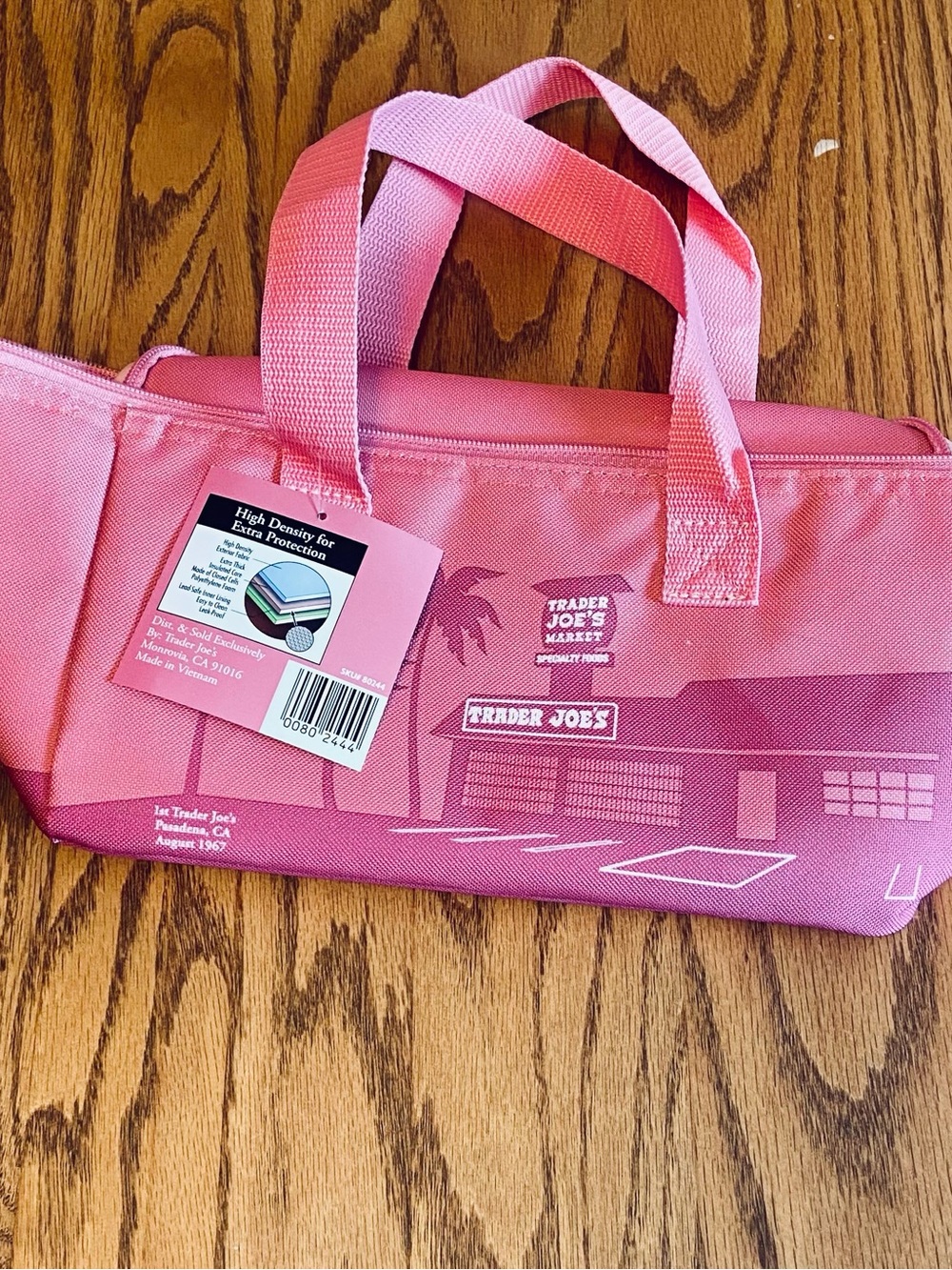 Trader Joe's New Insulated Mini Tote Bag Lunch Small Beverage Bag Pink